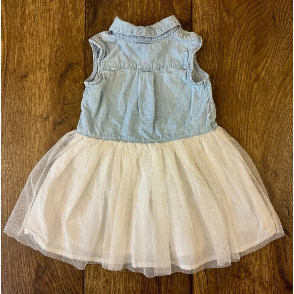 OshKosh‎ B'gosh Girls Dress 18 Months Denim Tulle Tutu Skirt Clothes Sleeveless
